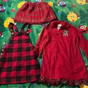 Toddler Girl Christmas Outfit Bundle Holiday Lot 2t 3t Pajama Dress Jumper Skirt